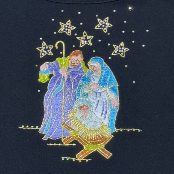 Quacker Factory Nativity Christian Sequin Short Sleeve Shirt Women’s XXL - Picture 2 of 4